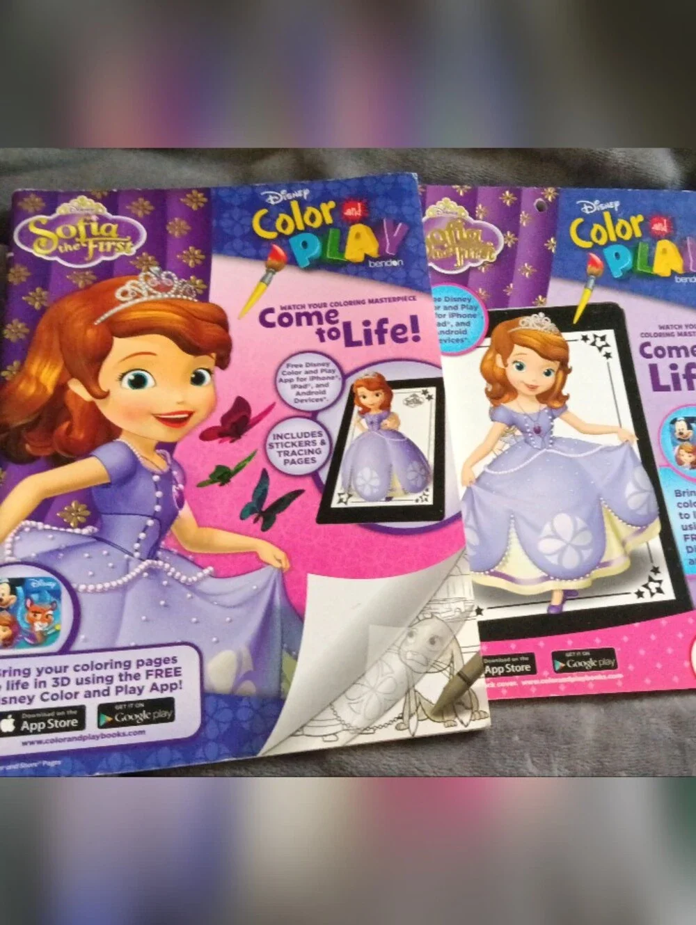 Disney Color & Play Activity Books - Blue, Purple, Yellow, Pink